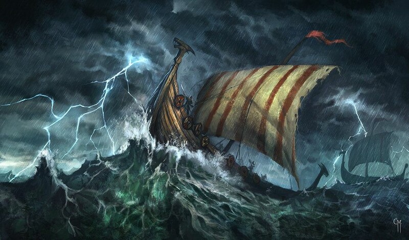Nave Nordra nel mare in tempesta