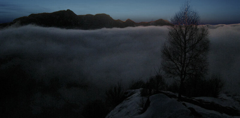 Vallone della Tranquillità (immagine notturna con nebbia)
